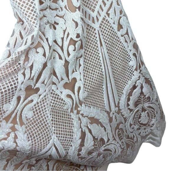 JOVANI 64277 OFF WHITE SEQUIN DECO SWEETHEART FITTED TRUMPET EVENING GOWN DRESS - Picture 11 of 15